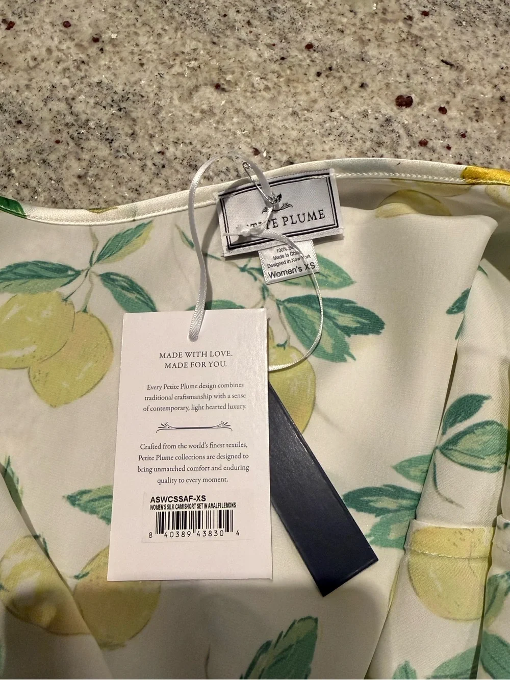🍋 Petite Plume Women’s Silk Cami Short Set – Amalfi Lemons